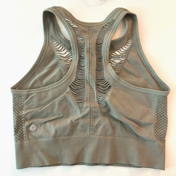 Zella Body Natura Longline Sports Bra Front Back Cutaway Green Vetiver Large - Picture 6 of 12